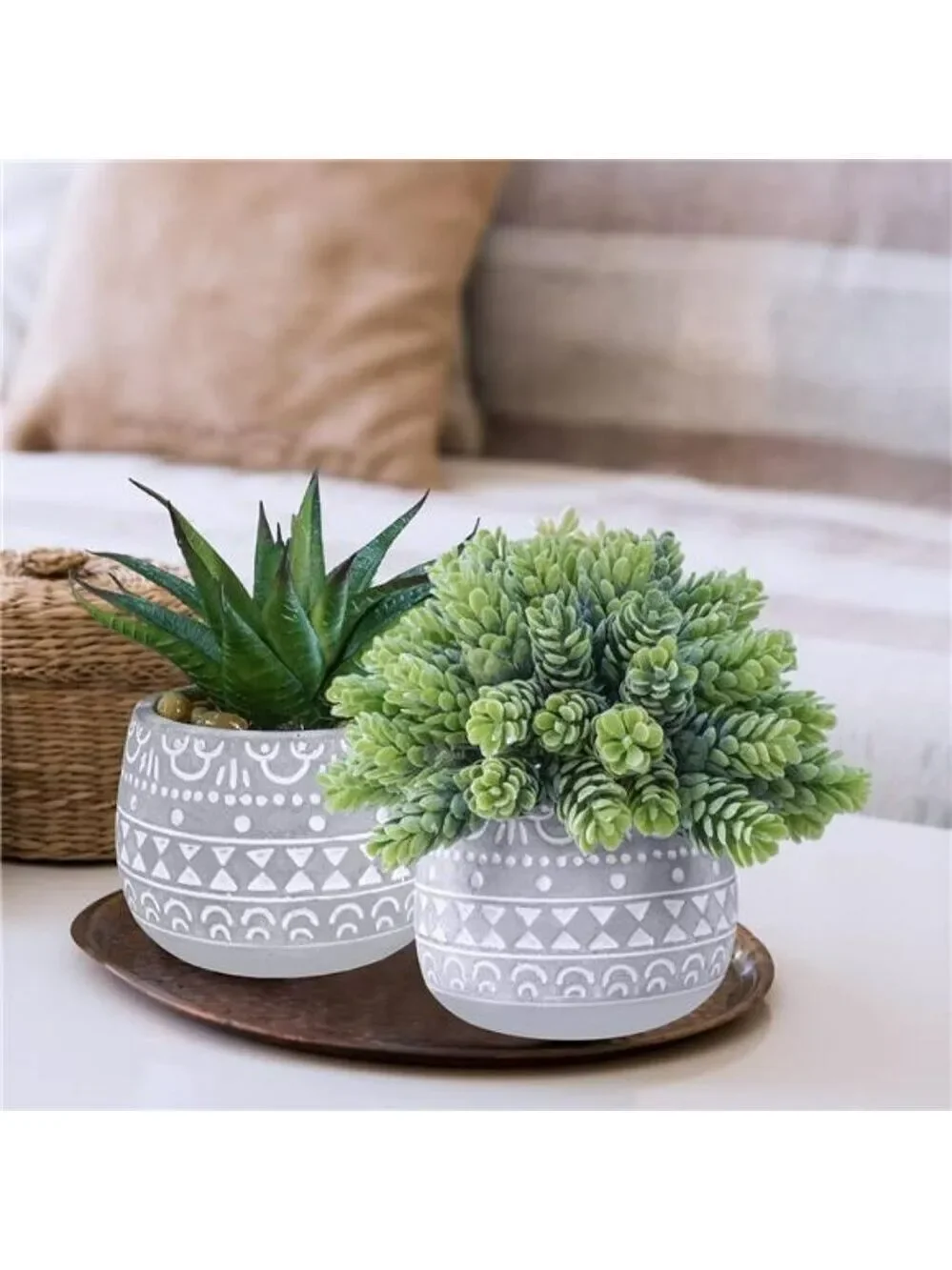 artificial succulent potted plants faux greenery for home office 3 set small